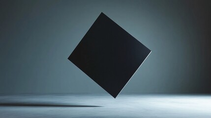 Aufkleber - Black square floating above gray surface casting shadow