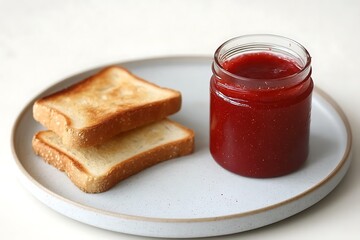 Sticker - Strawberry Jam with Toasted Bread - Perfect Breakfast