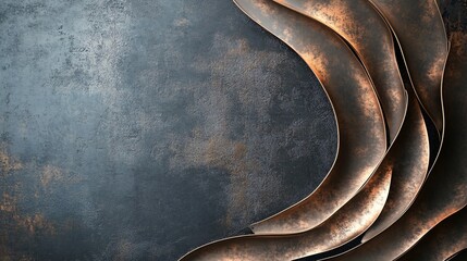 Aufkleber - Abstract copper metal sheets framing dark concrete wall background