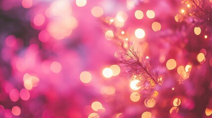 Poster - A blurred Valentine's Day background featuring gentle golden sparkles and heart bokeh lights fading into a pink-red gradient.