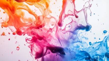 Aufkleber - Colorful ink mixing in water creating abstract shapes
