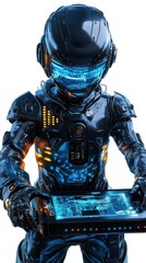 Poster - Futuristic Child Astronaut Operating Advanced Technology