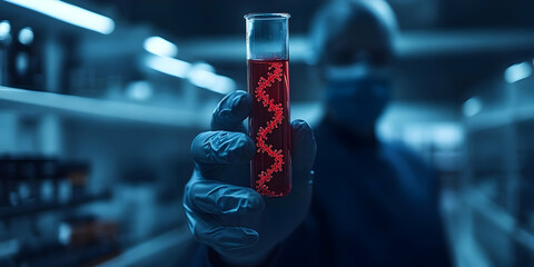 Poster - Scientist holds DNA sample in lab