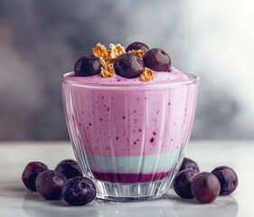 Canvas Print - glass of blueberry milkshake