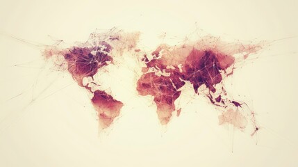 Fototapete - abstract world map illustration with interconnected lines and nodes.