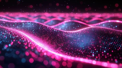 Poster - Pink and Blue Light Waves Abstract Background