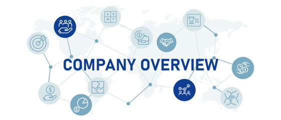 Poster - Company Overview icon set corporate data analysis business planning work statistic financial organize system design outline collection