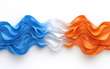 Aufkleber - Abstract blue, white, orange wave flow.