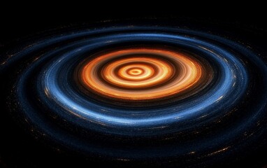 Poster - Abstract swirling cosmic nebula with orange and blue hues.