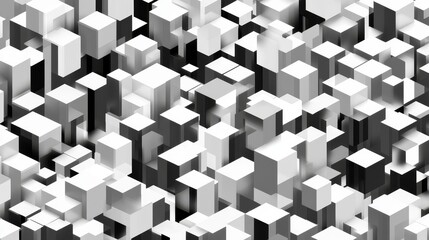 Poster - Abstract isometric geometric digital blocks representing blockchain technology, showcasing modern design and the future of digital systems and tech evolution in a 3D space