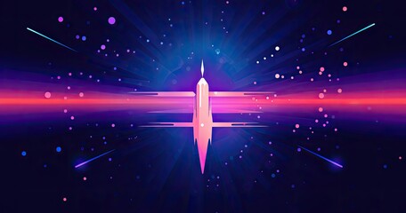 Wall Mural - A vibrant, abstract design featuring a central beam of light and cosmic elements.
