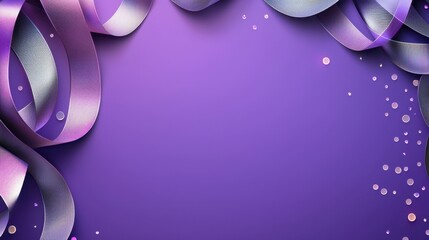 Poster - A vibrant purple background adorned with flowing ribbons, creating an elegant and festive atmosphere, perfect for various design purposes.