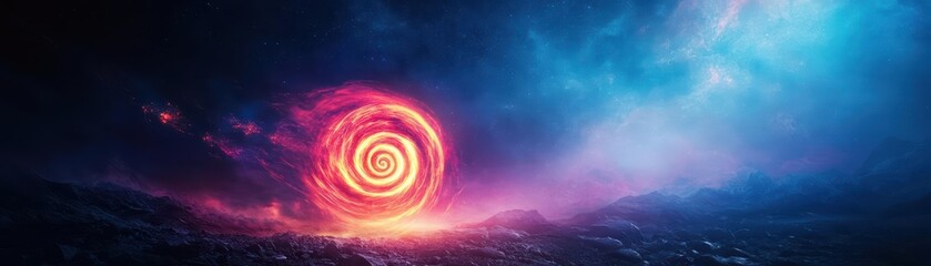 Aufkleber - Captivating Spiral Structure at the Heart of a Colorful Nebula Illuminating the Cosmic Landscape with Vibrant Stars and Ethereal Gas Clouds Surrounding It