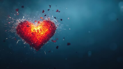 Aufkleber - Vibrant Heart Shaped Firework Bursting in a Night Sky with Glowing Sparks Creating a Romantic and Joyful Atmosphere for Celebratory Events and Gatherings