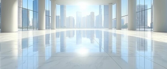 Aufkleber - Modern empty office space with city view.