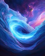 Poster - Glowing comet traversing a vibrant nebula cosmic art digital space environment bright viewpoint