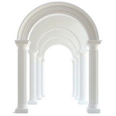 Poster - A digitally rendered image showcases a series of white classical columns supporting a majestic arched entryway.