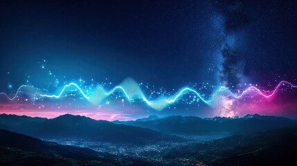 Aufkleber - Vibrant Night Sky Display with Colorful Light Streaks Illuminating the Darkness Creating a Magical and Enchanting Celestial Scene for Stargazers