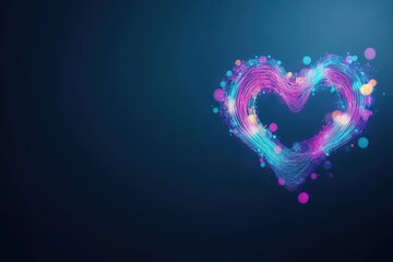 Aufkleber - Vibrant Heart Shape Created with Colorful Lights Against a Dark Background Evoking Joy and Warmth in a Festive and Romantic Atmosphere at Night