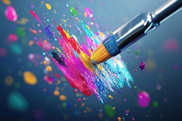Poster - AI creating digital art on a virtual canvas, vibrant colors, energetic strokes, surreal composition