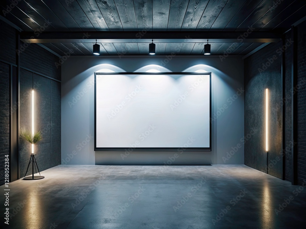 Dark Room Presentation Background, Blank White Screen, Media Project ...