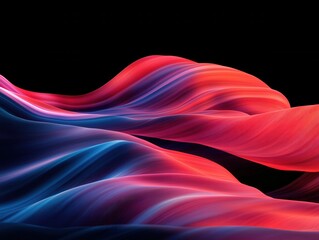 Poster - Dynamic abstract flowing red and cyan light trails digital art sleek futuristic design black background