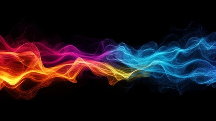 Fototapete - Abstract digital representation of colorful electric waves moving through the air, symbolizing data transmission, communication, and technology advancements.