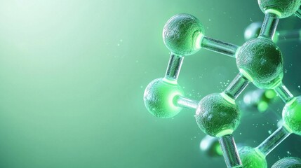Poster - Molecular structure visualization abstract light green background digital art fresh tone close-up scientific concept