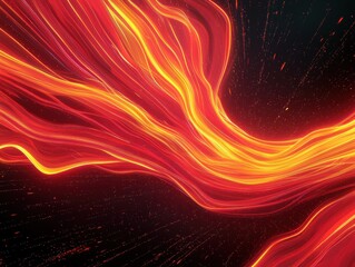 Poster - Dynamic red and yellow light trails abstract art dark background energetic environment digital creation