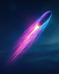 Poster - Vivid comet with electrified trail star field digital art cosmic environment close-up view celestial phenomenon