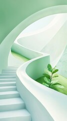 Poster - Abstract flowing light streaks curving through minimalist green space futuristic design serene environment