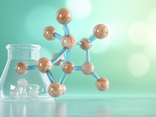 Poster - Molecular structure visualization laboratory scientific light blue gradient background modern viewpoint
