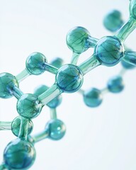 Poster - Abstract molecular structure in green and blue tones scientific visualization professional environment modern concept