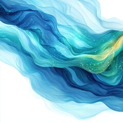 Poster - Abstract molecular dots on white background digital art clean and modern blue and green color scheme