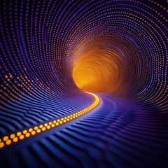 Poster - Futuristic vortex of golden and purple light trails abstract digital art dark background immersive experience