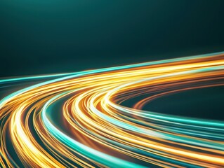 Poster - Dynamic light streaks abstract design digital art black gradient background elegant loops modern aesthetic