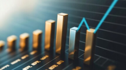 Poster - a financial graph showing exponential growth, placed over a background of gold bars, symbolizing wea
