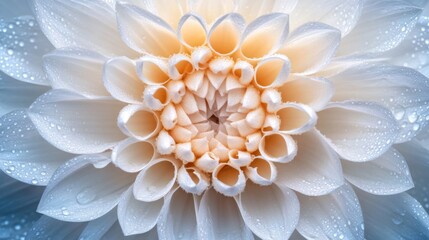 Poster - Close-up of a delicate flower with tiny water droplets scattered across its petals, capturing the freshness and detail of the natural scene.
