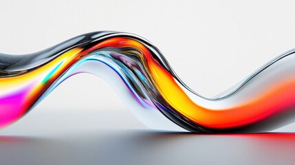 Fototapete - Curved metallic shapes blend together, displaying a striking color gradient that transitions smoothly, creating an engaging visual experience