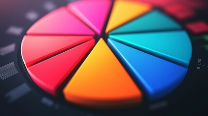 Poster - Close-up view of a D pie chart with segments highlighted in different shades, showing detailed labels and percentages for clear data representation.