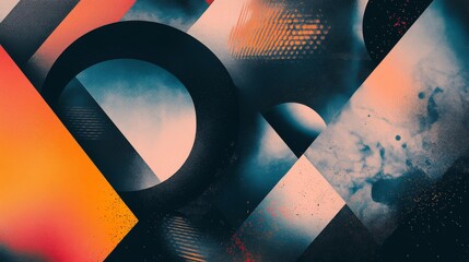 Leinwandbilder - Detailed shot of a sleek, abstract graphic with geometric patterns and gradients, showcasing a professional and contemporary visual style.
