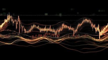 Poster - High-resolution close-up of a digital financial graph with candlestick patterns, emphasizing the volatility and performance of market assets.