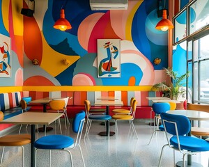 Wall Mural - Illustration of Anti-Design Trendy Cafe