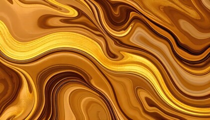 Aufkleber - An abstract composition featuring swirling patterns of gold, brown, and grey hues, blending seamlessly to create a dynamic and sophisticated visual flow