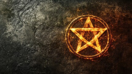 Poster - A mystical Sigil symbol glowing faintly on a dark stone background with subtle magical sparks for an esoteric feel