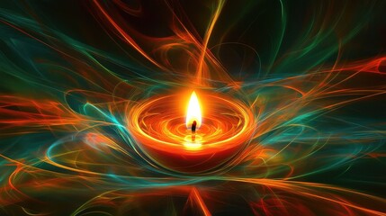 Aufkleber - A soothing candle flame surrounded by a subtle aura of light, symbolizing warmth, healing, and positive energy