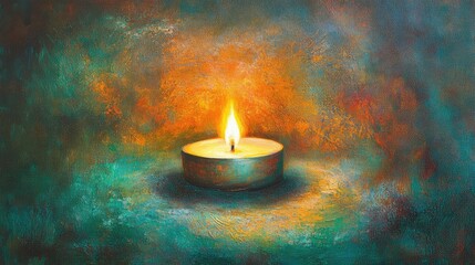 Aufkleber - A soothing candle flame surrounded by a subtle aura of light, symbolizing warmth, healing, and positive energy