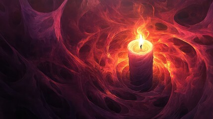 Aufkleber - A soothing candle flame surrounded by a subtle aura of light, symbolizing warmth, healing, and positive energy