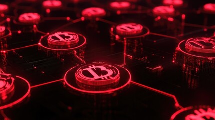Aufkleber - A 3D render of CBDC technology with glowing digital currency symbols and blockchain connections, representing the future of government-backed digital money