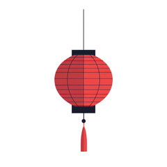 Aufkleber - The image shows a classic red Chinese lantern hanging from a thin string with a small red tassel.